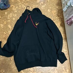 Black Quackity Hoodie with Fire Duck Design MCYT Merch